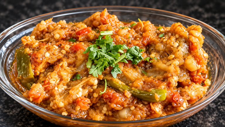 Direct flame roasted Baingan Bharta recipe in Telugu